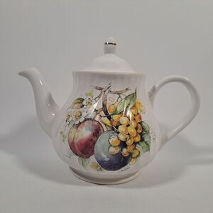 Arthur Woods Son Staffordshire England Fruit Blossom Fine Ceramic Teapot 6364
